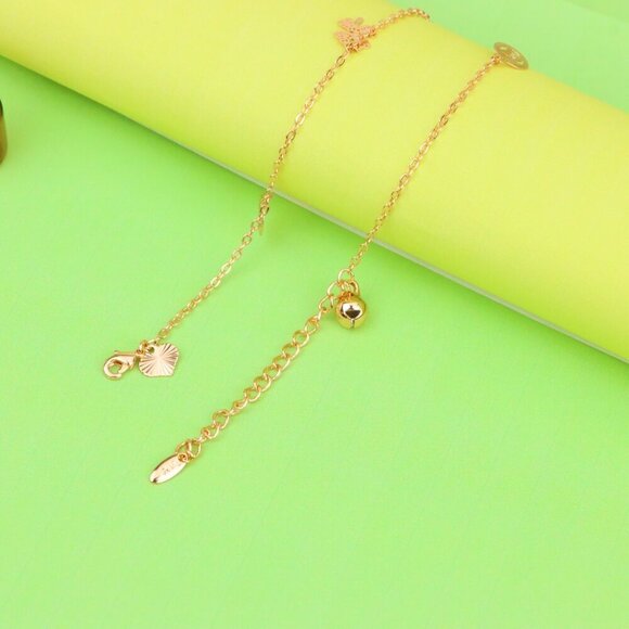 "Delicate Rose Gold Anklet with Lucky Charms & Adjustable Chain, XPAL1073 - Picture 2 of 12